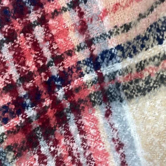 Sonoma Super Soft Plaid Print Fringe Trim Boucle Knit Triangle Scarf OS - Picture 7 of 7